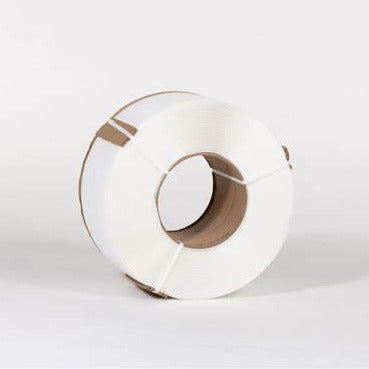 Strapping Poly 1/2" 8" x 8" white 300lb Cap 9900'